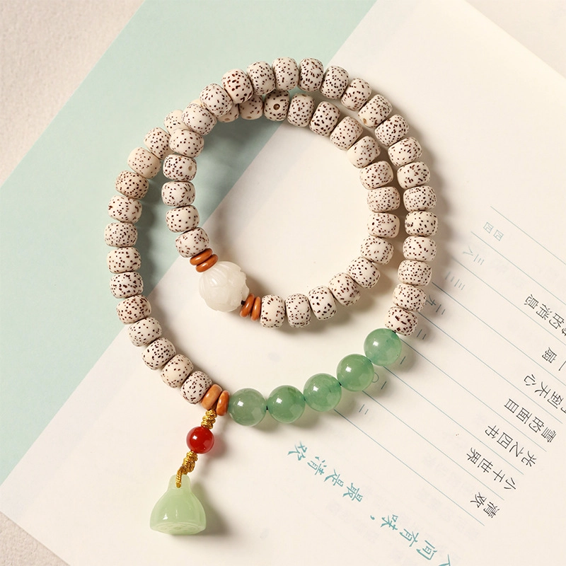 陌阡雪 国风复古好运莲莲路路通转运珠 多圈叠戴设计风 星月菩提 手串 男女同款情侣款