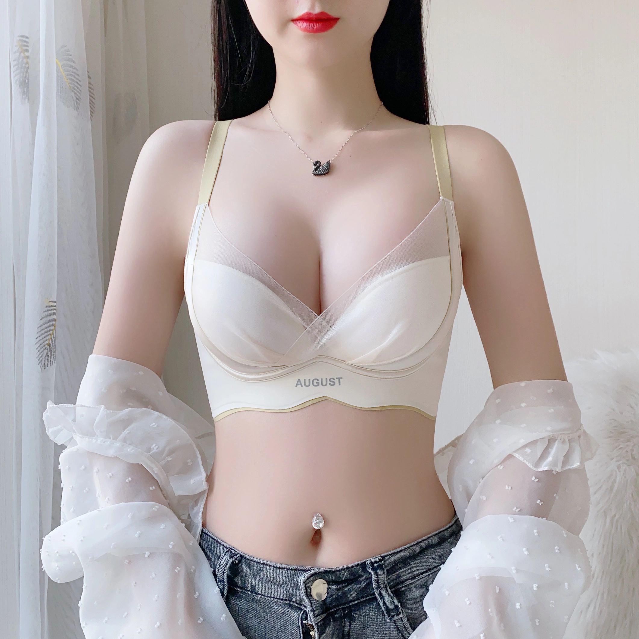 浪莎 无痕内衣小胸聚拢上托显大收副乳防下垂桑蚕丝无钢圈文胸 女款