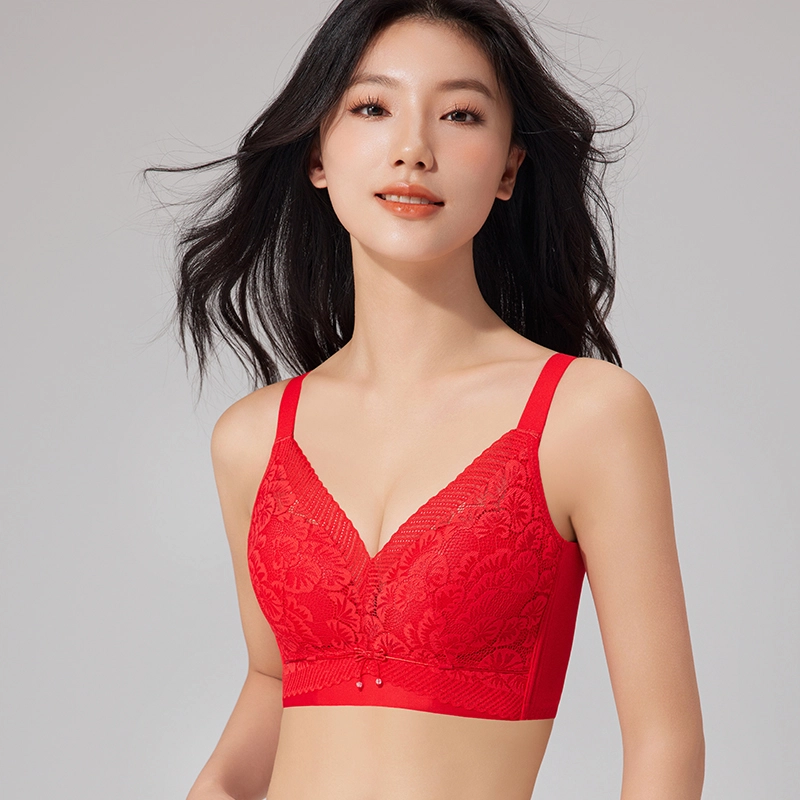 浪莎 舒适聚拢亲肤蕾丝上薄下厚包容不跑杯无钢圈软承托收副乳防下垂文胸 女款 组合装