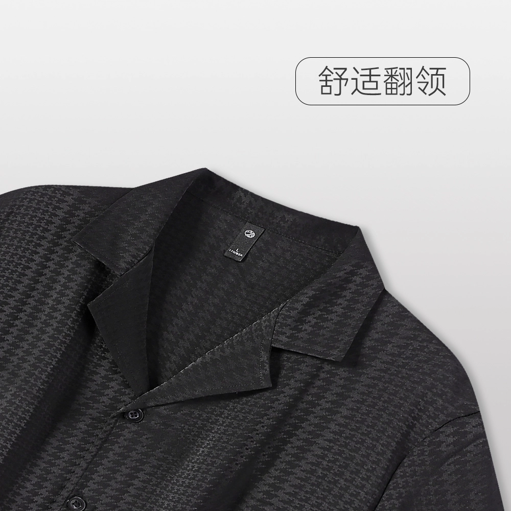宫蝶 休闲家居服可外穿开衫舒适短袖三分裤睡衣套装 男款 黑色