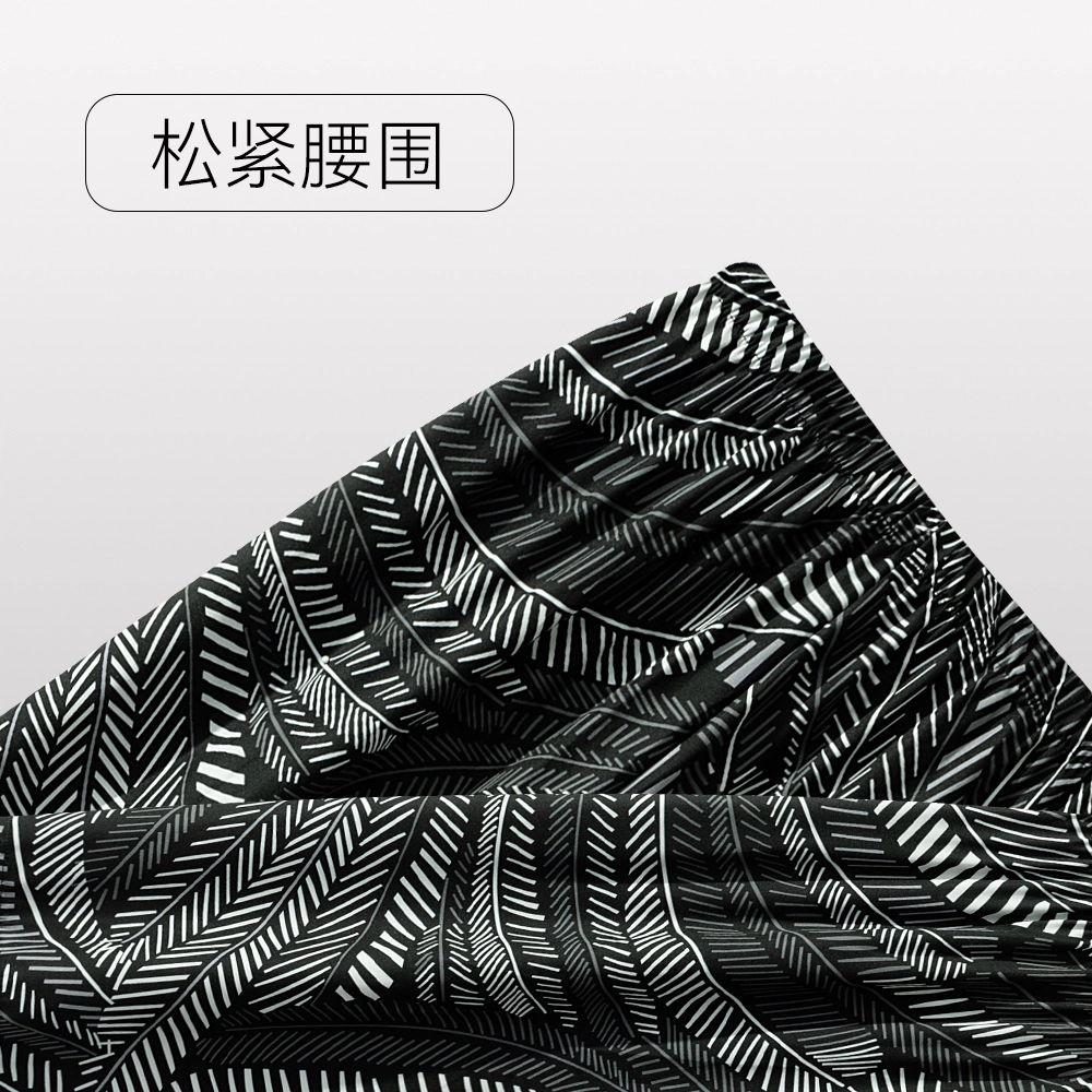 宫蝶 东南亚风情系列 冰丝短袖长裤三件套家居服薄款可外穿复古风开衫宽松休闲大码睡衣套装 男款 黑色