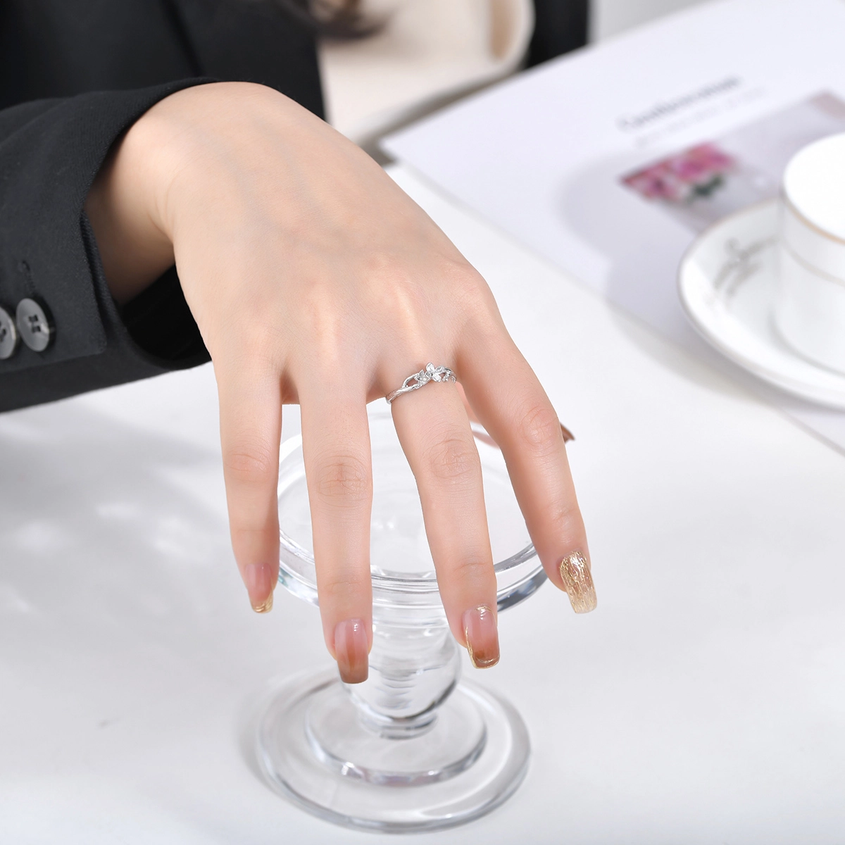 恋朵 小众丁香恋语对戒 可调节 合金 戒指 男女同款情侣款