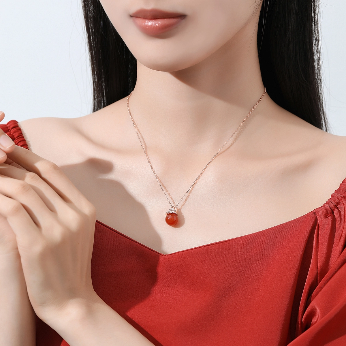 恋朵 原创设计 诸事顺利  中国红 转运 玛瑙 项链 女款