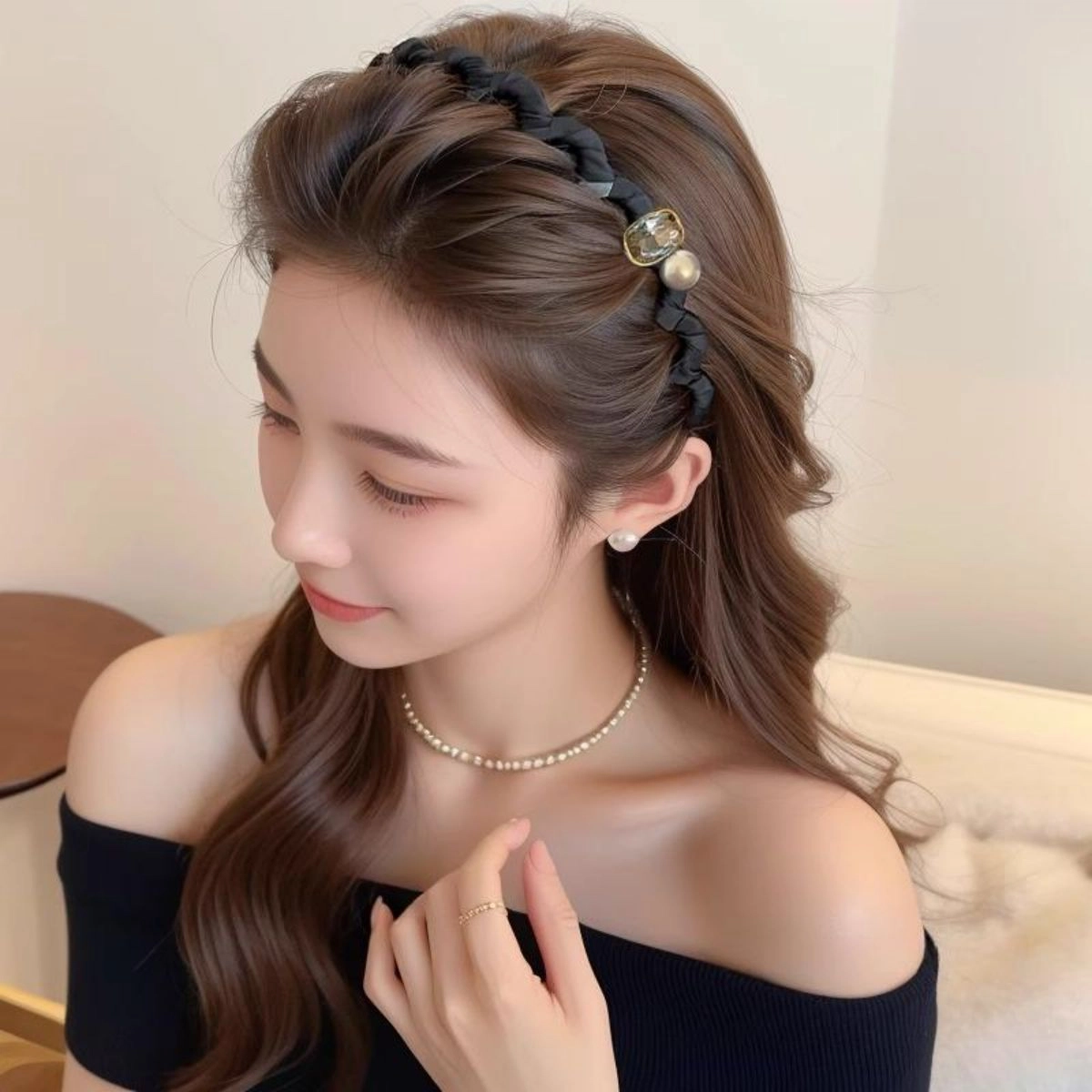 贯古今 高级感简约防滑带齿 亚克力 发箍 女款