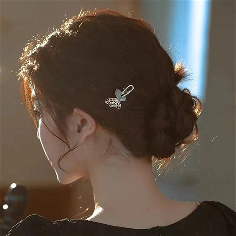 贯古今 优雅头饰品仙女侧边刘海夹前额碎发复古发卡甜美蝴蝶 合金 发夹 女款