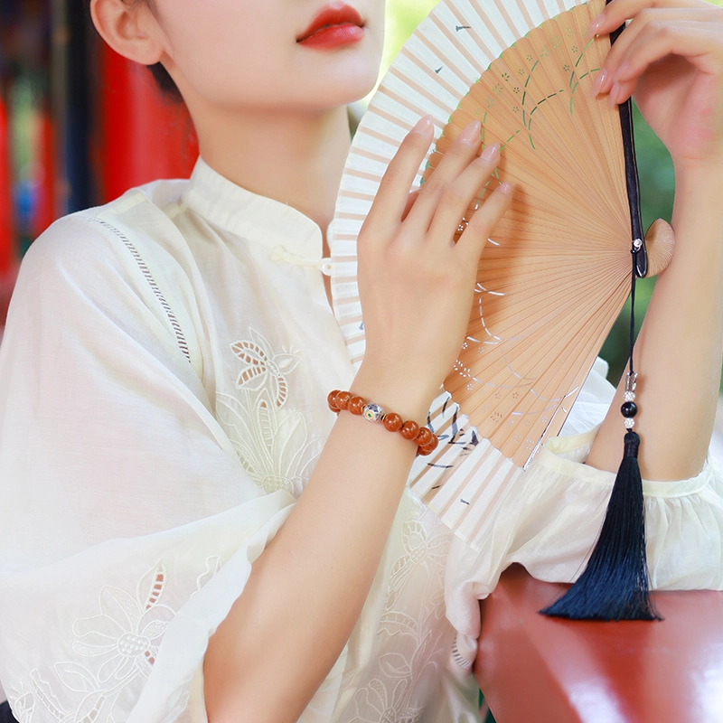 月印百川 复古禅意五条经佛珠手持 新中式国潮古风设计文玩 盘玩民族风转运念珠手把件 日常通勤手饰 紫金鼠 菩提手串 通用
