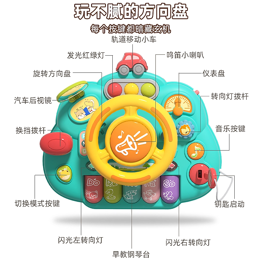 顽兔 汽车方向盘 模拟副驾驶器 早教益智玩具