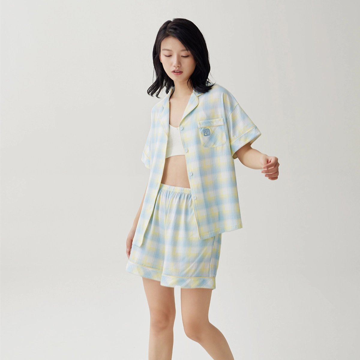 安之伴 夏季睡衣居家基础款凉感棉三件套家居套装 女款