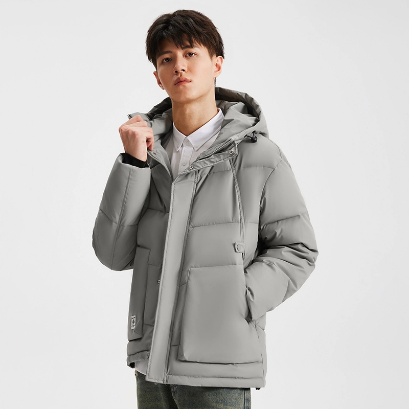 贵人鸟 纯色连帽宽松落肩拉链长袖加厚面包棉服 男女同款