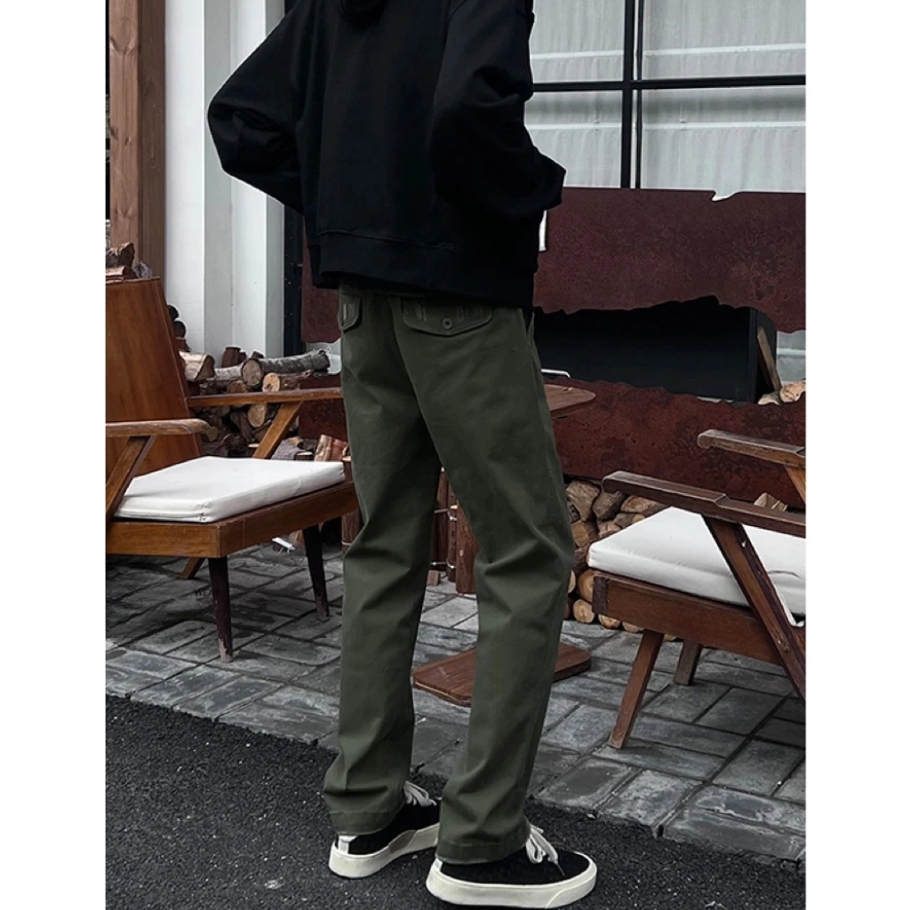 沃马 宽松直筒休闲美式高街弯刀水洗做旧废土风高级感通勤纯色基础款牛仔裤 男女同款
