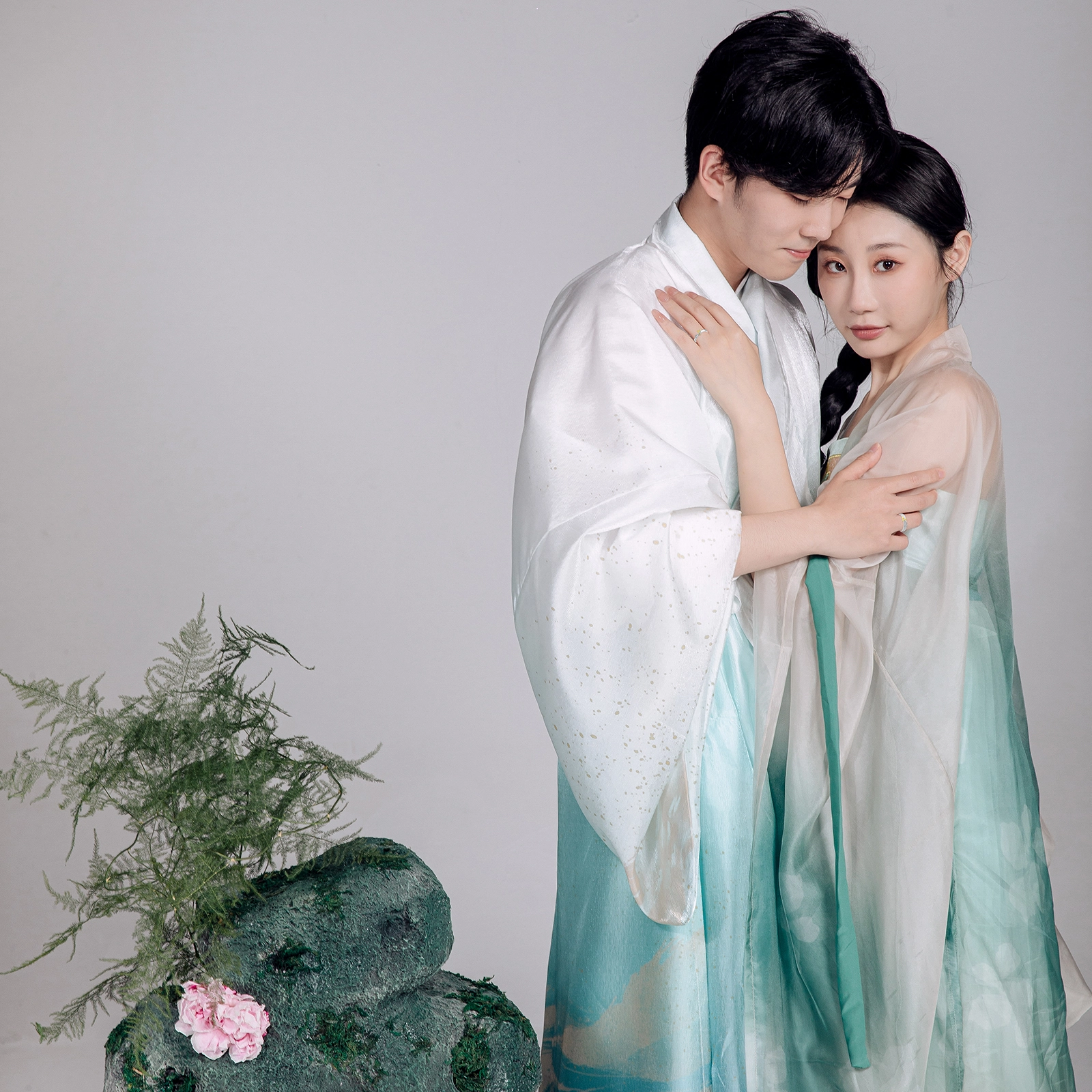 吉珂 爱情萌芽情侣对戒一对 小众设计森系叶子爱心戒指花芽设计开口指环精致微镶锆石戒指告白表白情侣 学生 精美礼盒