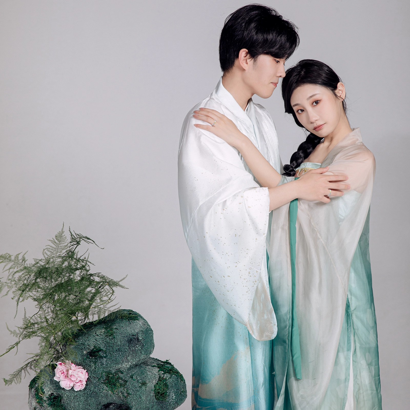 吉珂 爱情萌芽情侣对戒一对 小众设计森系叶子爱心戒指花芽设计开口指环精致微镶锆石戒指告白表白情侣 学生 精美礼盒
