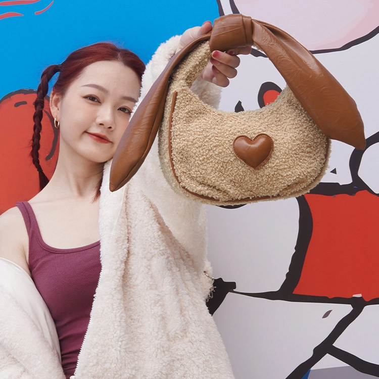 哐花村 美拉德原创小众设计毛绒革秋冬高级感腋下包单肩斜挎包 中号 女款