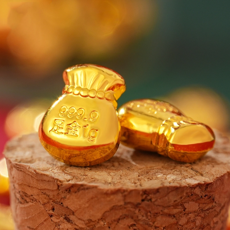 老庆云银楼 金福袋金豆 简约时尚个性精致 小众轻奢收藏储蓄储值攒钱纪念豆豆 足金 按克计价 其他黄金 男女同款情侣款