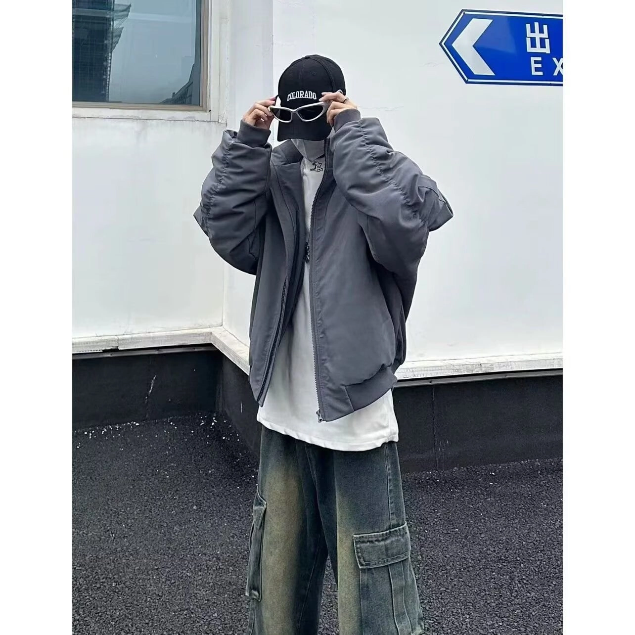 虫小绿 高街潮流飞行员短款加棉保暖棒球服夹克 男女同款