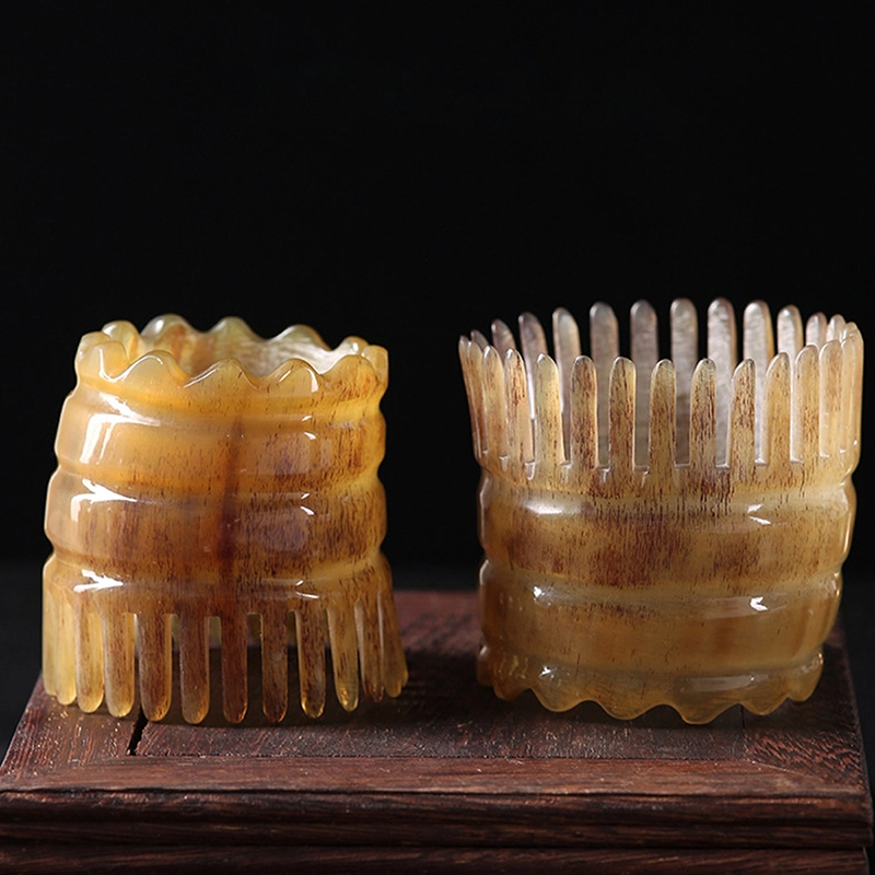 悦语 牛角梳按摩洗头梳刮痧板刮痧筒工具家用防静电抓头皮头部经络刷子 实用