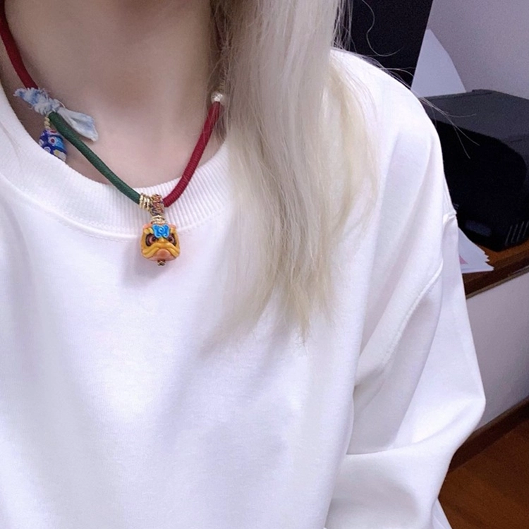 花茜樱 新中式国潮醒狮编织 织物 项链 女款