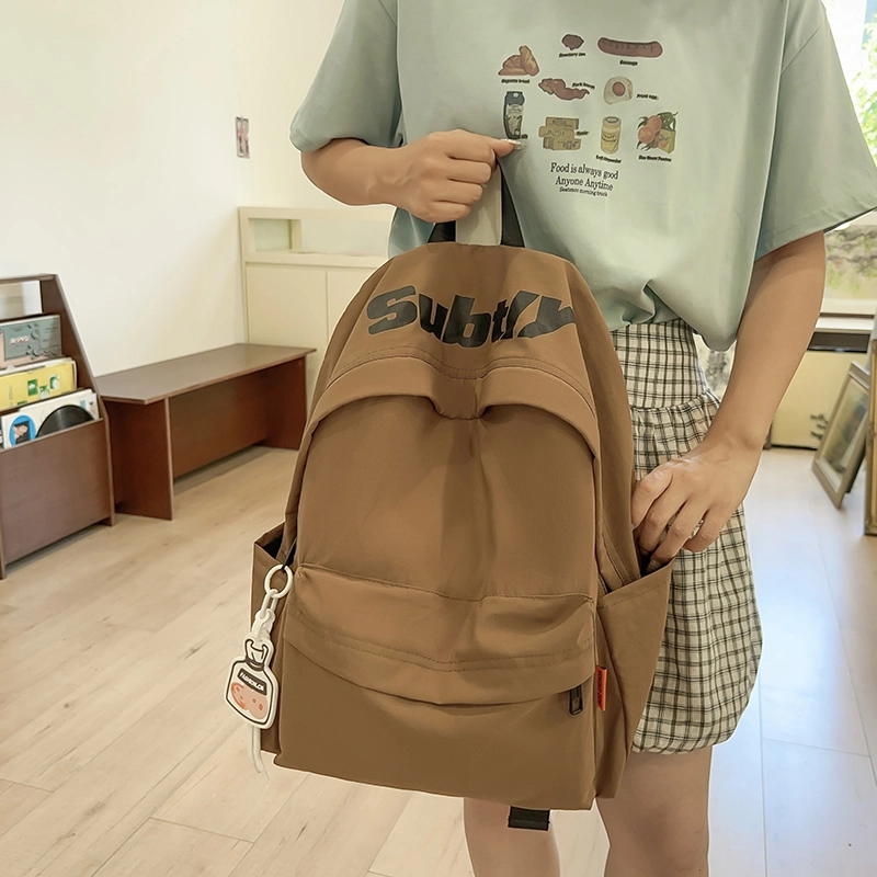 醇龙 日系书包高中大学生初中生结实韩版大容量百搭校园潮 尼龙 双肩包 男女同款情侣款 黑色/卡其色/绿色/白色/紫色