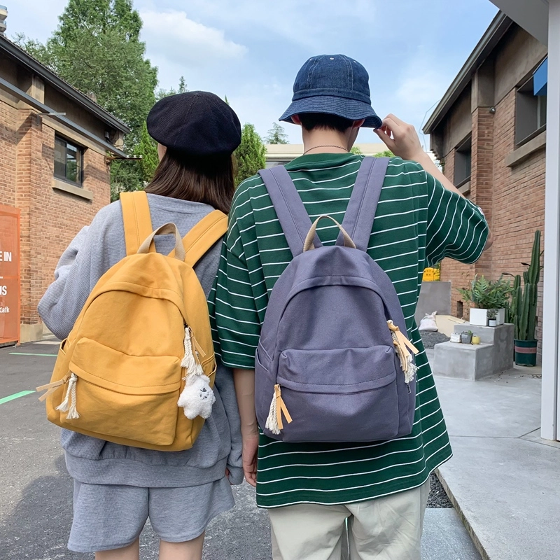 醇龙 日系韩版小清新校园 帆布 书包背包双肩包 常规 男女同款情侣款 黑色/白色/黄色/蓝色/绿色