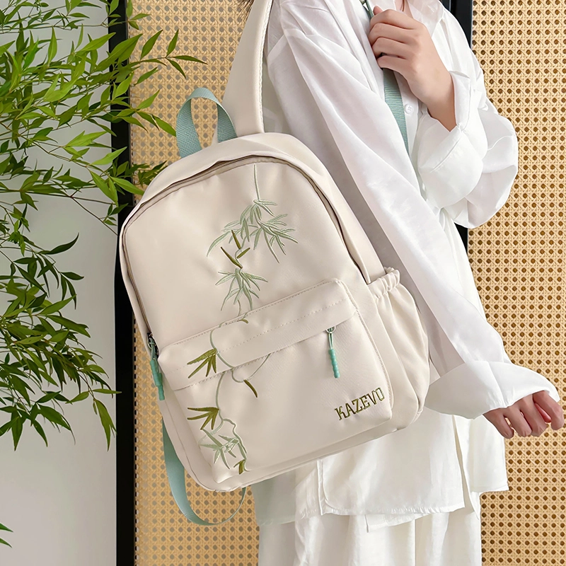 醇龙 新中式轻便大容量 涤纶 双肩包 女款 白色/黑色/卡其色
