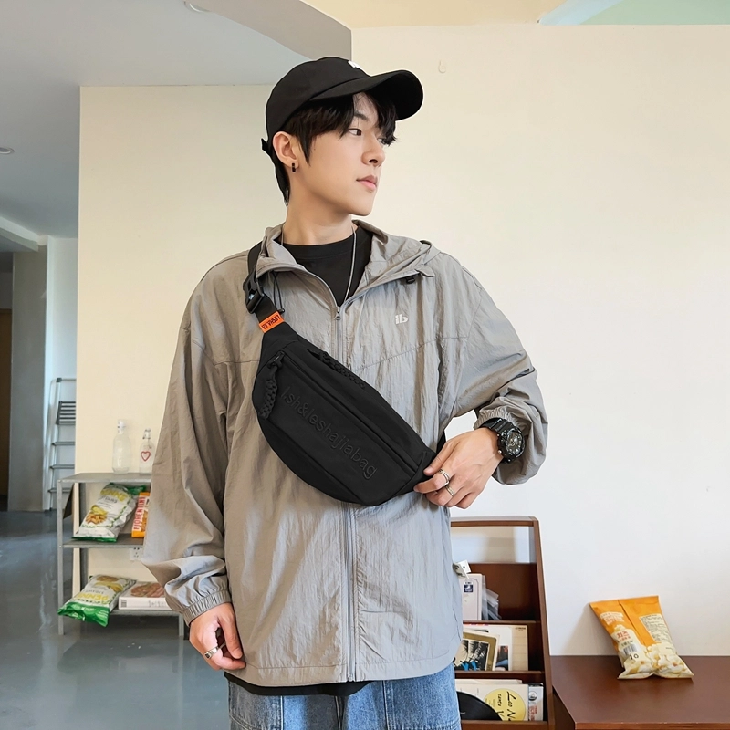 醇龙 单肩包简约百搭时尚纯色轻便尼龙多功能休闲男女胸包 多色