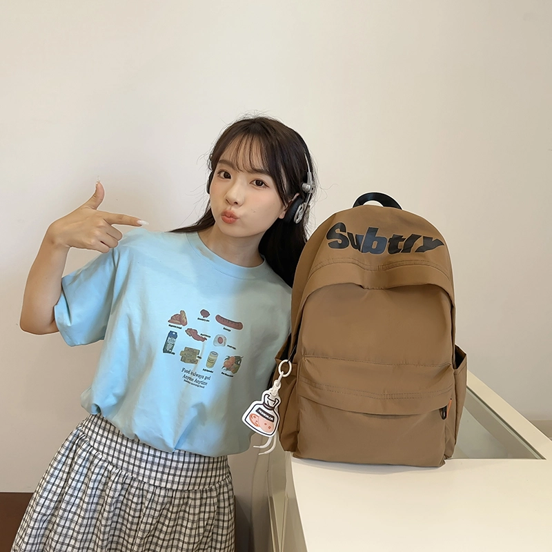 醇龙 日系书包高中大学生初中生结实韩版大容量百搭校园潮 尼龙 双肩包 男女同款情侣款 黑色/卡其色/绿色/白色/紫色