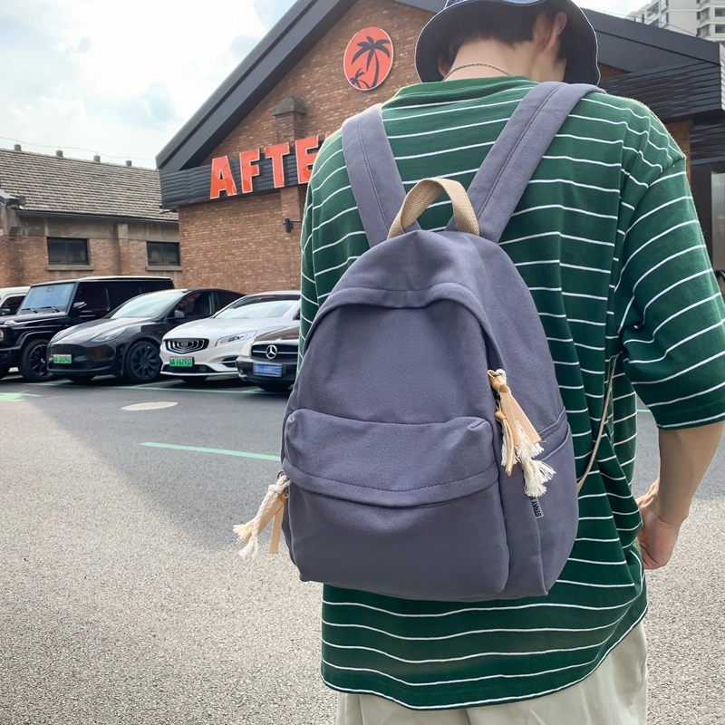 醇龙 日系韩版小清新校园 帆布 书包背包双肩包 常规 男女同款情侣款 黑色/白色/黄色/蓝色/绿色