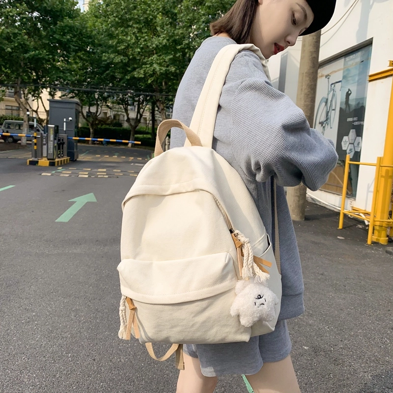 醇龙 日系韩版小清新校园 帆布 书包背包双肩包 常规 男女同款情侣款 黑色/白色/黄色/蓝色/绿色