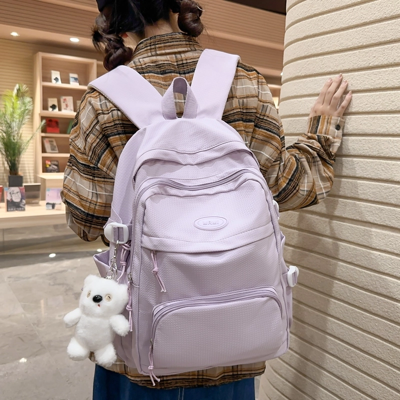 醇龙 拉链开合 尼龙 双肩包 女款 黑色/白色/黄色/紫色/蓝色