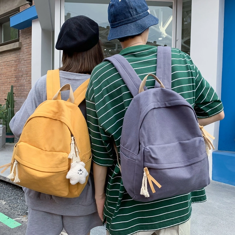 醇龙 日系韩版小清新校园 帆布 书包背包双肩包 常规 男女同款情侣款 黑色/白色/黄色/蓝色/绿色