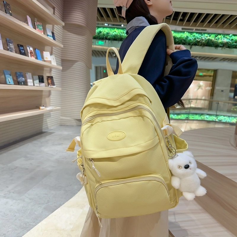 醇龙 拉链开合 尼龙 双肩包 女款 黑色/白色/黄色/紫色/蓝色
