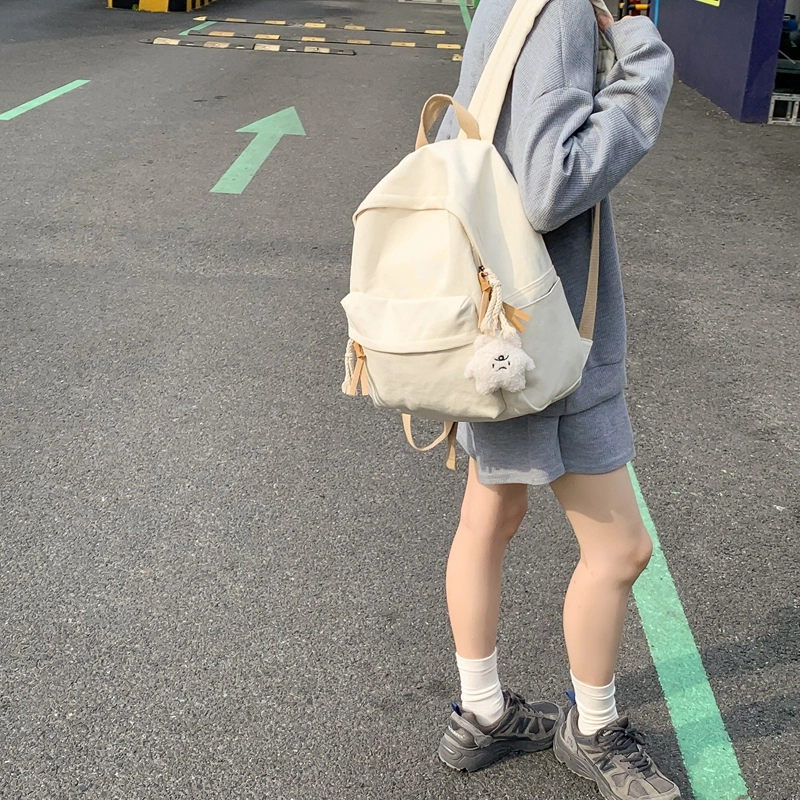 醇龙 日系韩版小清新校园 帆布 书包背包双肩包 常规 男女同款情侣款 黑色/白色/黄色/蓝色/绿色