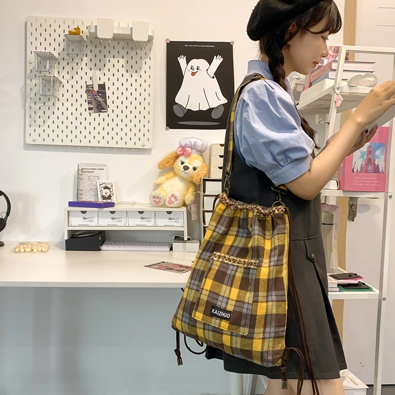 醇龙时尚帆布包女包可爱小熊韩版单肩斜挎包大容量学生手提上课包 帆布