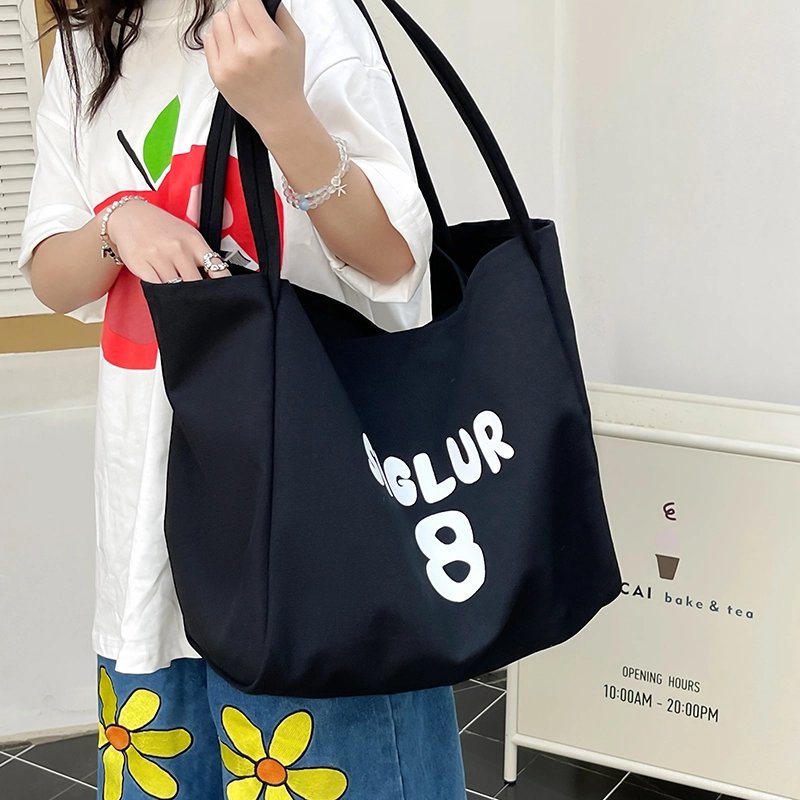 醇龙 大容量百搭休闲字母印花粗肩带 帆布 帆布包肩包 常规 女款 粉色/蓝色/黄色/黑色/红色/卡其色