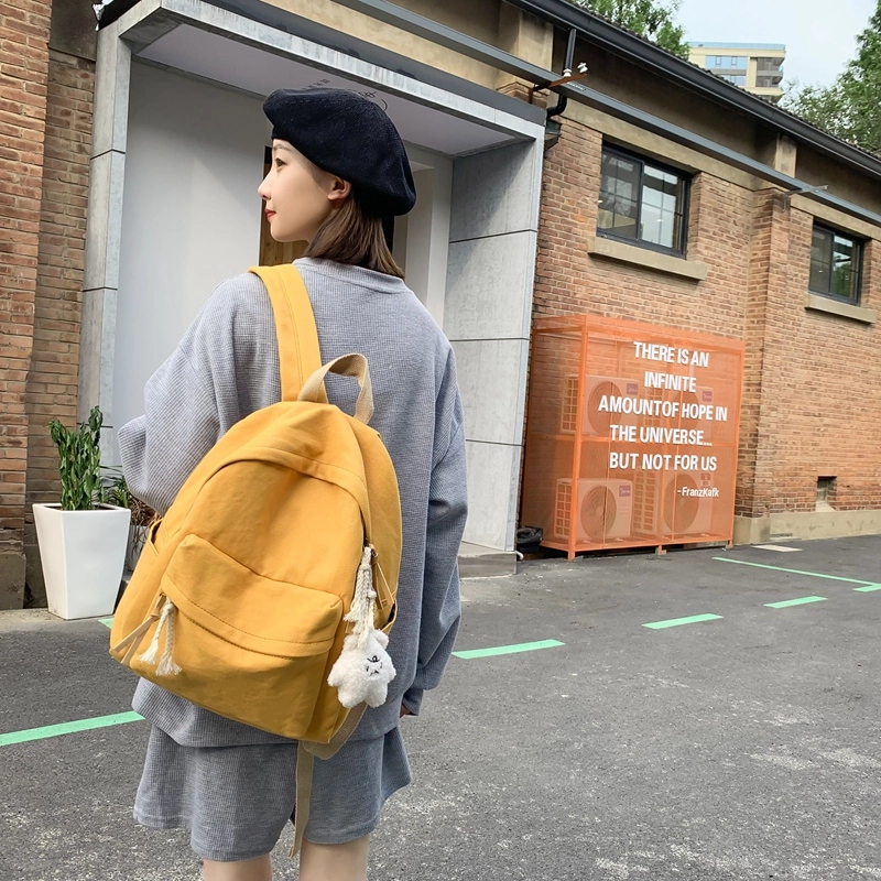醇龙 日系韩版小清新校园 帆布 书包背包双肩包 常规 男女同款情侣款 黑色/白色/黄色/蓝色/绿色