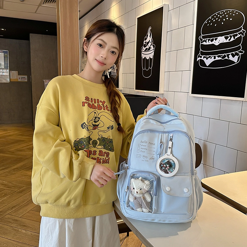 醇龙 高颜值书包简约休闲大容量旅行背包森系娃娃痛包 尼龙 双肩包 男女同款情侣款 多色