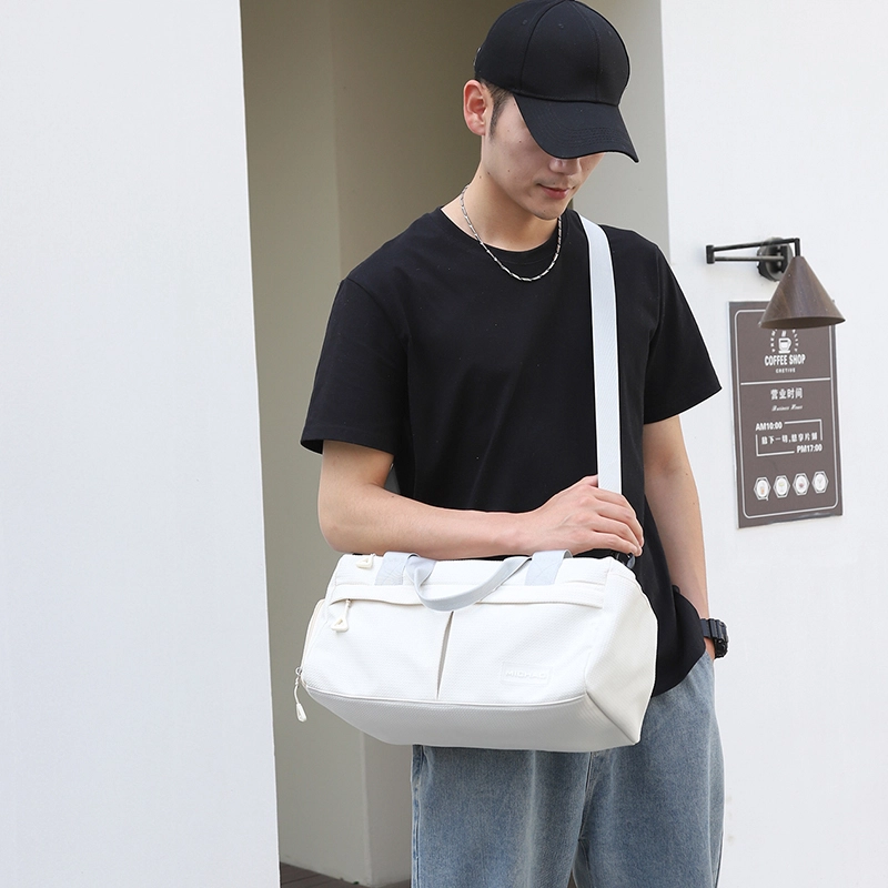 醇龙 时尚百搭便携大容量 尼龙 健身包 中号 男女同款情侣款 米白色/黑色/粉色/蓝色
