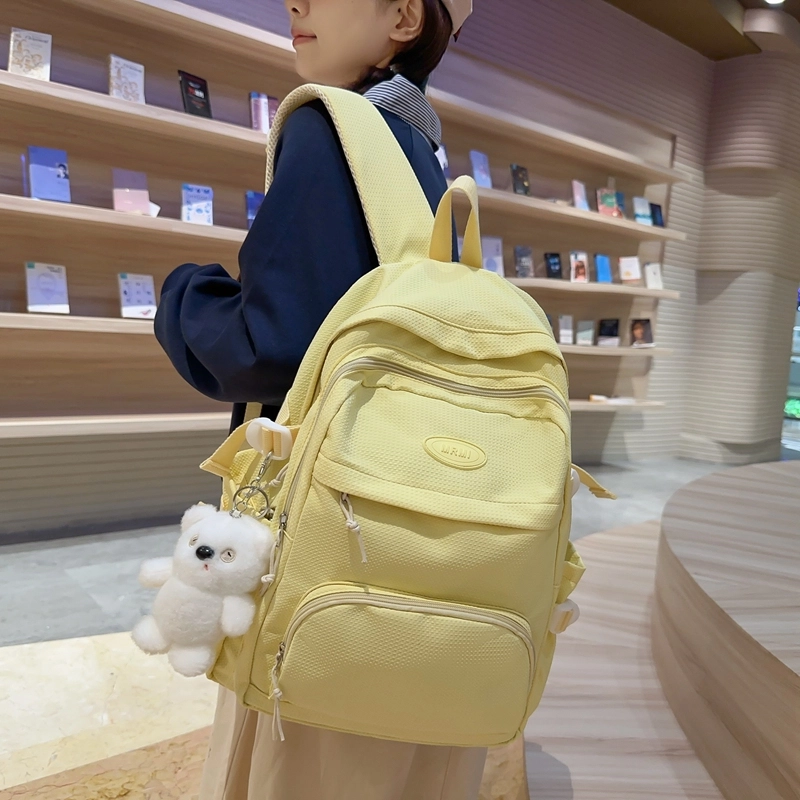 醇龙 拉链开合 尼龙 双肩包 女款 黑色/白色/黄色/紫色/蓝色