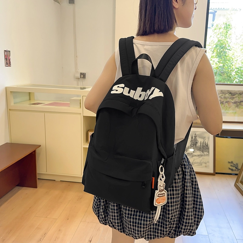 醇龙 日系书包高中大学生初中生结实韩版大容量百搭校园潮 尼龙 双肩包 男女同款情侣款 黑色/卡其色/绿色/白色/紫色
