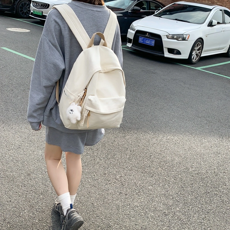 醇龙 日系韩版小清新校园 帆布 书包背包双肩包 常规 男女同款情侣款 黑色/白色/黄色/蓝色/绿色