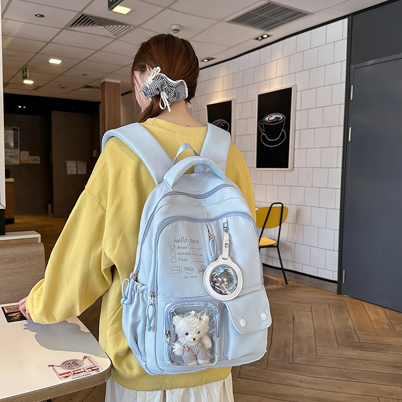 醇龙 高颜值书包简约休闲大容量旅行背包森系娃娃痛包 尼龙 双肩包 男女同款情侣款 多色