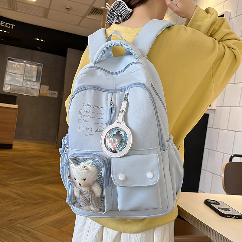 醇龙 高颜值书包简约休闲大容量旅行背包森系娃娃痛包 尼龙 双肩包 男女同款情侣款 多色