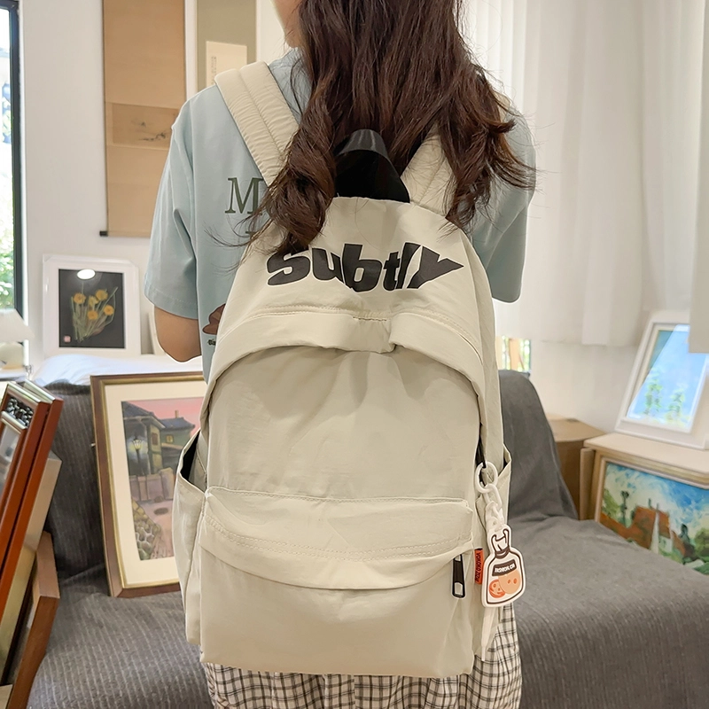 醇龙 日系书包高中大学生初中生结实韩版大容量百搭校园潮 尼龙 双肩包 男女同款情侣款 黑色/卡其色/绿色/白色/紫色