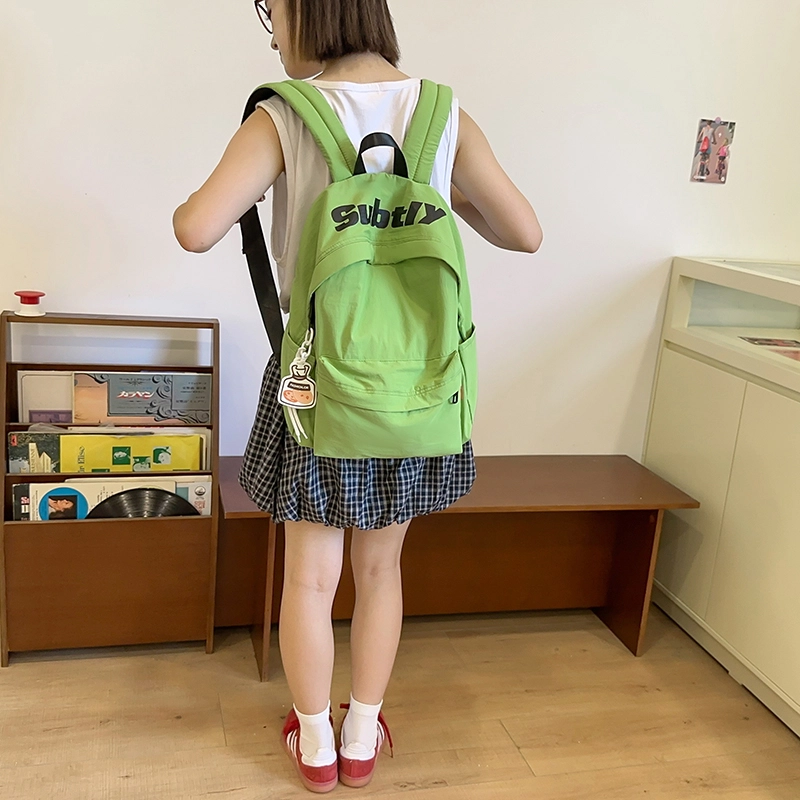 醇龙 日系书包高中大学生初中生结实韩版大容量百搭校园潮 尼龙 双肩包 男女同款情侣款 黑色/卡其色/绿色/白色/紫色