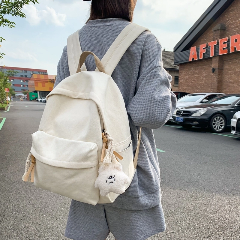 醇龙 日系韩版小清新校园 帆布 书包背包双肩包 常规 男女同款情侣款 黑色/白色/黄色/蓝色/绿色