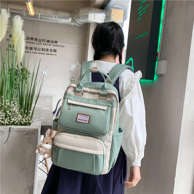 醇龙 初中少女卡通韩版高中学生三到五六年级小学生 尼龙 背包双肩包 常规 女款 绿色/蓝色/紫色/粉色/黑色