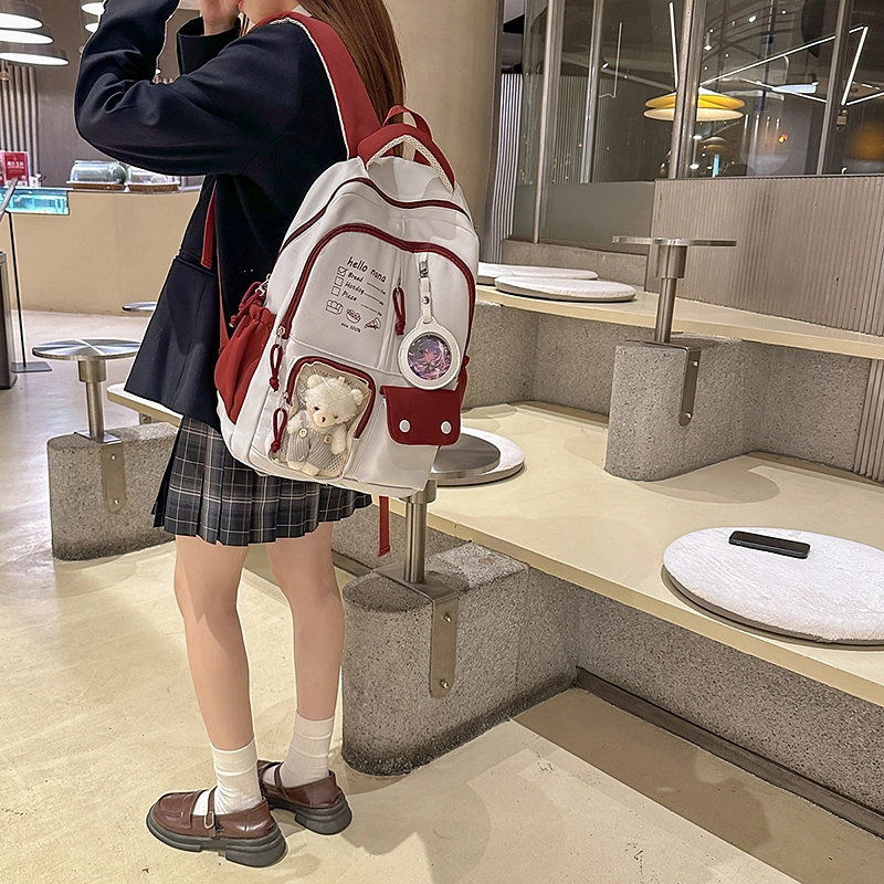 醇龙 高颜值书包简约休闲大容量旅行背包森系娃娃痛包 尼龙 双肩包 男女同款情侣款 多色