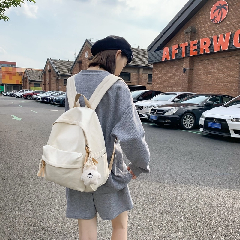 醇龙 日系韩版小清新校园 帆布 书包背包双肩包 常规 男女同款情侣款 黑色/白色/黄色/蓝色/绿色