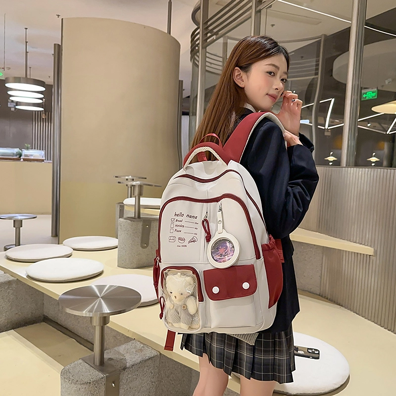 醇龙 高颜值书包简约休闲大容量旅行背包森系娃娃痛包 尼龙 双肩包 男女同款情侣款 多色