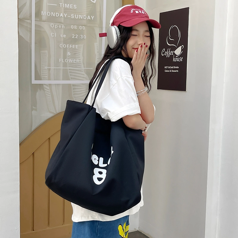 醇龙 大容量百搭休闲字母印花粗肩带 帆布 帆布包肩包 常规 女款 粉色/蓝色/黄色/黑色/红色/卡其色